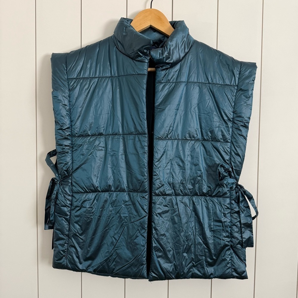 Anthropologie Pilcro Blue Metallic Packable Puffer Vest